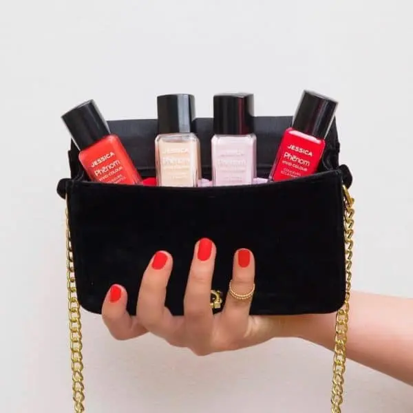 nail polishes in handbag